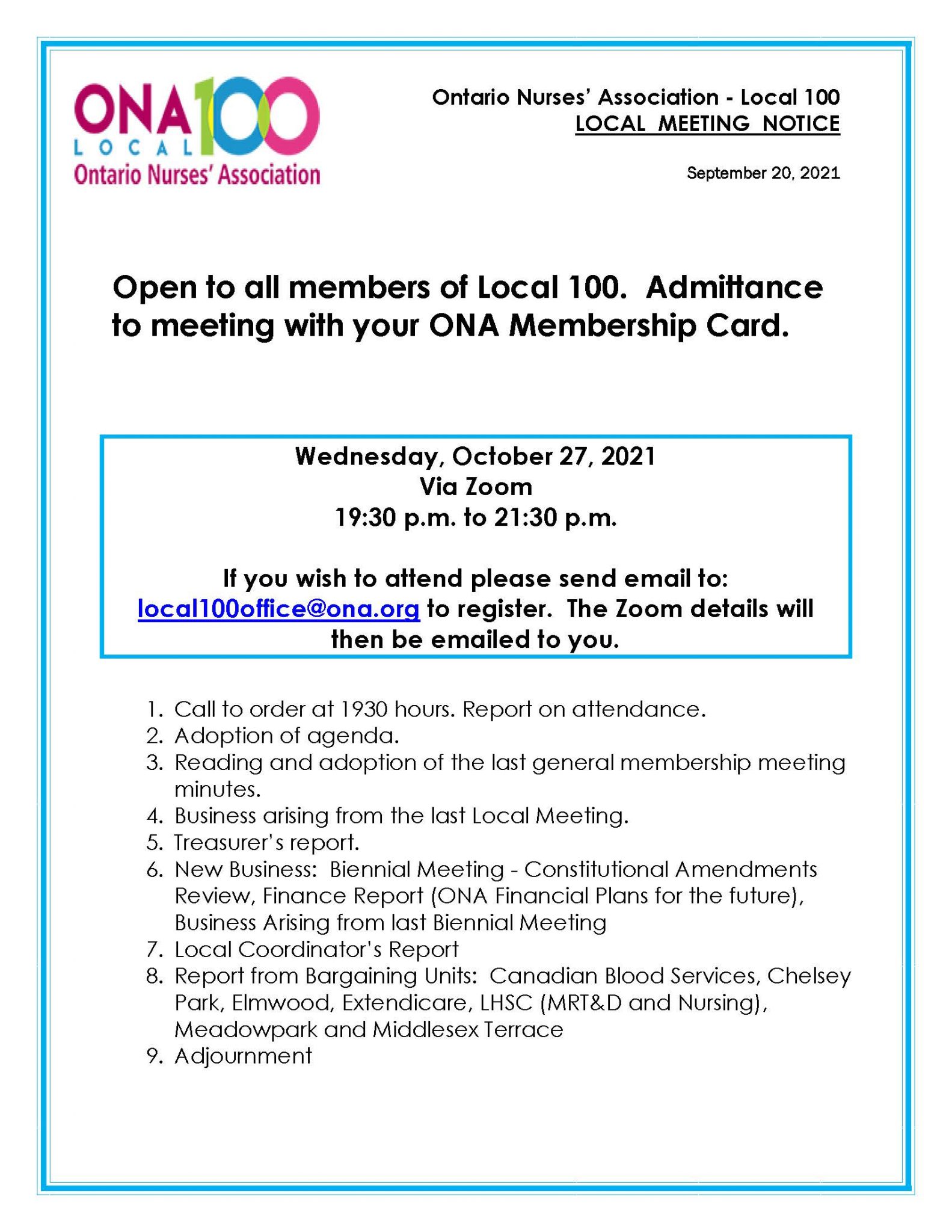 The Ontario Nurses Association